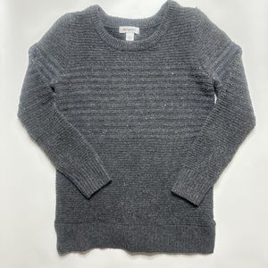 Liz Claiborne S Women’s Gray Sweater Shimmer Long Sleeve Side Slits Minimalist